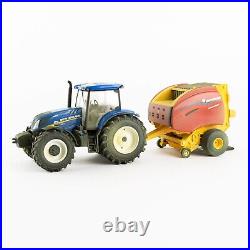 132 New Holland T6.180 with Round Baler Chase Unit