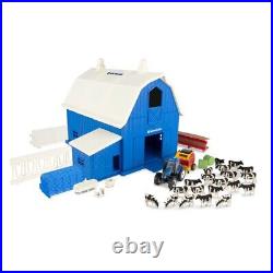 164 New Holland Dairy Barn Set with T6.165 Tractor And Roll-Belt 560 Baler 13982