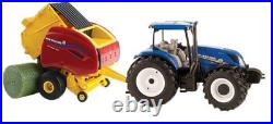 ERTL, NEW HOLLAND T6.180 with round baler NEW HOLLAND Roll-Belt 560, 1/32, ERT