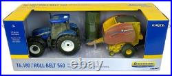 ERTL, NEW HOLLAND T6.180 with round baler NEW HOLLAND Roll-Belt 560 Dirty vers