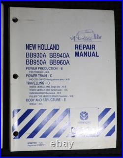 Genuine NEW HOLLAND BB930A BB940A BB050A BB960A Baler Service Manual Set withbinde