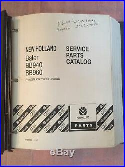 NEW HOLLAND BB940 BB960 Baler S/N 238001-Up PARTS CATALOG Manual Book Guide Shop