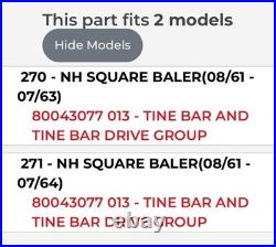 NOS New Holland 43077 CONNECTOR Tine Bar 270 271 Square Baler 80043077