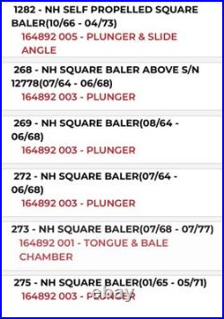 New Holland 164892 SPRING Fits 10 Models of Square Baler OEM NOS 132383