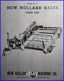 New Holland 1949 Tractor Farm Self Powered Hay Baler no. 76 Parts Catalog Manual