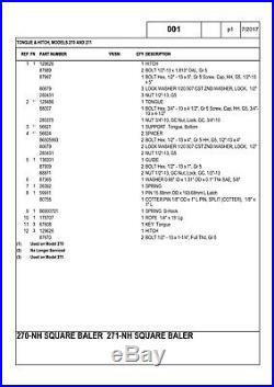 New Holland 270 271 Baler Parts Catalog Manual