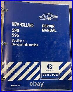 New Holland 590, 595 repair manual 10 sections in blue binder