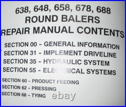 New Holland 638 648 658 678 688 Round Baler Service Shop Repair Manual ORIGINAL