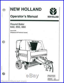 New Holland 640 650 660 Large Round Baler Operators Manual