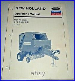 New Holland 640 650 660 Round Baler Operators Owners Manual 10/92 NH ORIGINAL