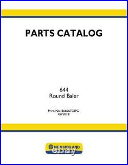 New Holland 644 Round Baler Parts Catalog PDF/USB 86606703