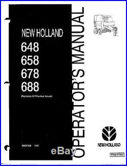 New Holland 648 658 678 688 Round Baler Operator Manual 86637552