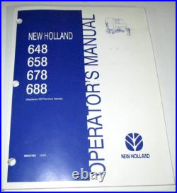 New Holland 648 658 678 688 Round Baler Operators Owners Manual 10-01 ORIGINAL