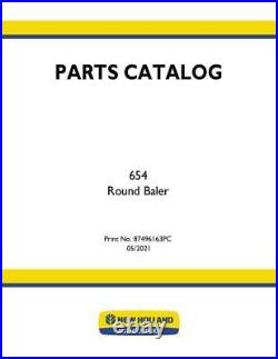 New Holland 654 Round Baler Parts Catalog PDF/USB 87496163