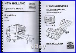 New Holland 835 Round Baler Twine Operators Manual + Net Wrap Attachment Inst