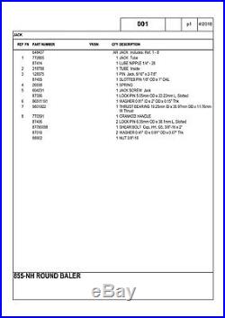 New Holland 855 Round Baler Parts Catalog