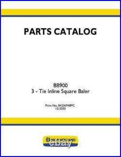 New Holland BB900 Baler Parts Catalog PDF/USB 84236948