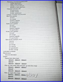 New Holland BB940 BB950 BB960 Baler Operators Maintenance Manual 8-01 ORIGINAL