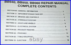 New Holland BB940 BB950 BB960 Baler Service Shop Repair Manual 1-03 NH ORIGINAL