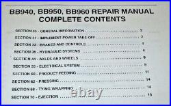 New Holland BB940 BB950 BB960 Baler Service Shop Repair Manual NOS! NH OEM! 1/03