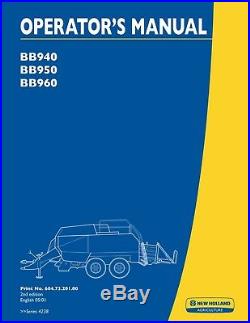 New Holland BB940 BB960 Baler Operators Manual