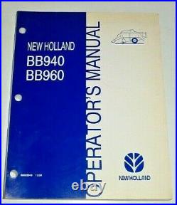 New Holland BB940 BB960 Baler Operators Owners Manual ORIGINAL! NH 10/99
