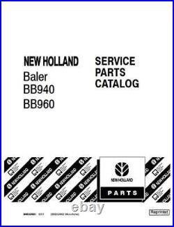 New Holland BB940, BB960 Big Baler Parts Catalog PDF/USB 86632661