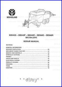 New Holland BB940 BB960 Big Baler Printed Bound Repair Service Workshop Manual