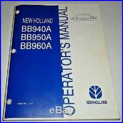 New Holland BB940A BB950A BB960A Baler Operators Maintenance Manual Original! NH