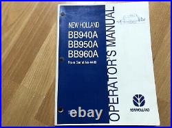 New Holland BB940A BB950A BB960A Baler factory operators manual OEM