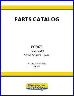 New Holland BC5070 Hayliner Small Square Baler Parts Catalog PDF/USB 47819715