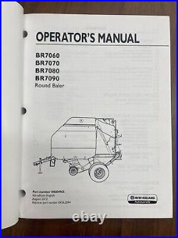 New Holland BR7060, BR7070, BR7080, BR7090 Round Baler Operators Manual