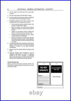 New Holland BR7060, BR7070 Round Baler Service Manual Repair Shop Book