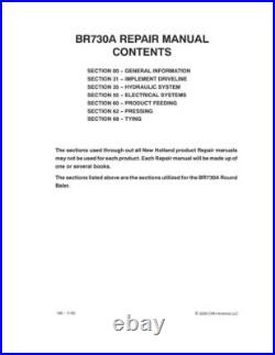 New Holland BR730 Round Baler Service Manual Repair Shop Book New Holland BR730 Round Baler Service Manual Repair Shop Book