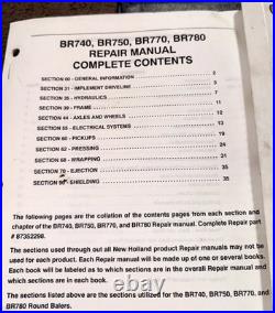 New Holland BR740 BR750 BR770 BR780 Round Baler Shop Service Repair Manual