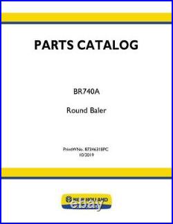 New Holland BR740A Round Baler Parts Catalog PDF/USB 87346318