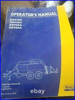 New Holland Baler BB930A, BB940A, BB950A, BB960A Operators Manual