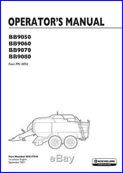 New Holland Bb9050 Bb9060 Bb9070 Bb9080 Baler Operators Manual