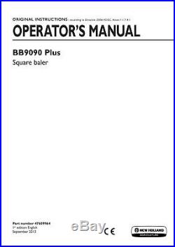 New Holland Bb9090 Baler Operators Manual