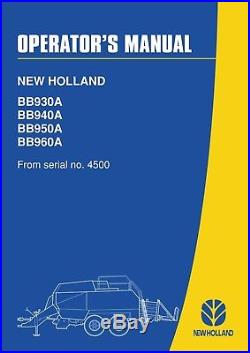 New Holland Bb930a Bb940a Bb950a Bb960a Baler Operators Manual