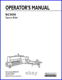 New Holland Bc5050 Baler Operators Manual