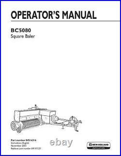 New Holland Bc5080 Baler Operators Manual