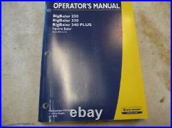 New Holland Big Baler 330 340 Square Baler Operator`s Manual