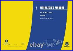 New Holland Big Baler BB920 from PIN 4620 (ING) OPERATOR MANUAL