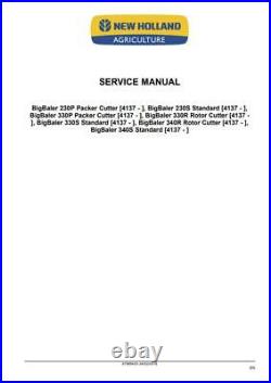 New Holland BigBaler 230/330/340 Square Baler Service Manual 47969453 PDF/USB