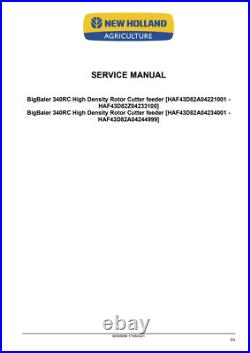 New Holland BigBaler 340RC High Density Square Baler Service Manual 90505696 USB