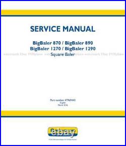New Holland BigBaler 870 890 1270 1290 Service Repair Manual Free Priority Mail