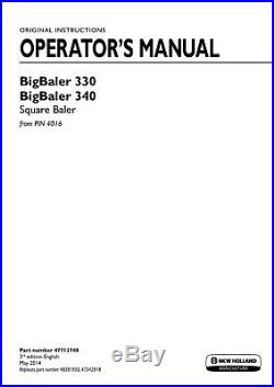 New Holland Bigbaler 330 Bigbaler 340 Baler Operators Manual