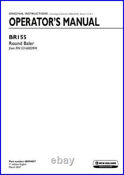 New Holland Br155 Baler Operators Manual