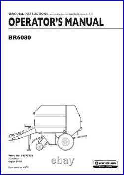 New Holland Br6080 Baler Operators Manual